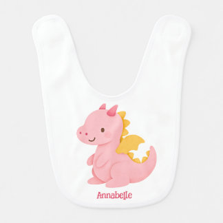 Cute Hungry Pink Dragon Personalize Baby Bib