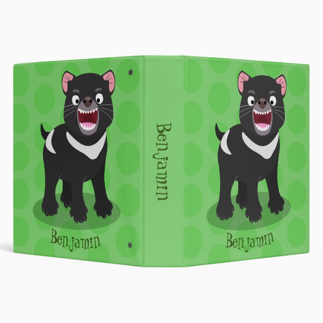 Cute hungry Tasmanian devil cartoon illustration 3 Ring Binder (Background)