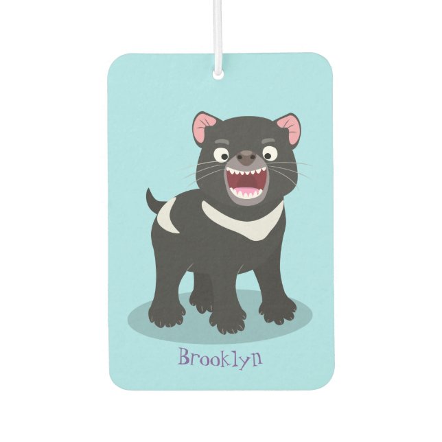 Cute hungry Tasmanian devil cartoon illustration Air Freshener (Front)