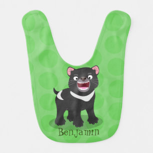 Cute hungry Tasmanian devil cartoon illustration Baby Bib