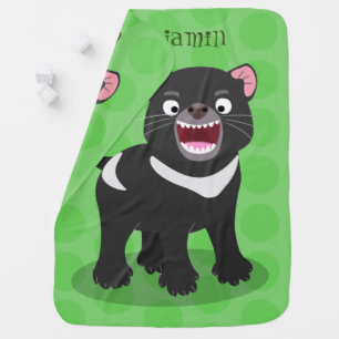 Cute hungry Tasmanian devil cartoon illustration Baby Blanket