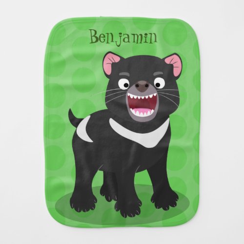 Cute hungry Tasmanian devil cartoon illustration Baby Burp Cloth