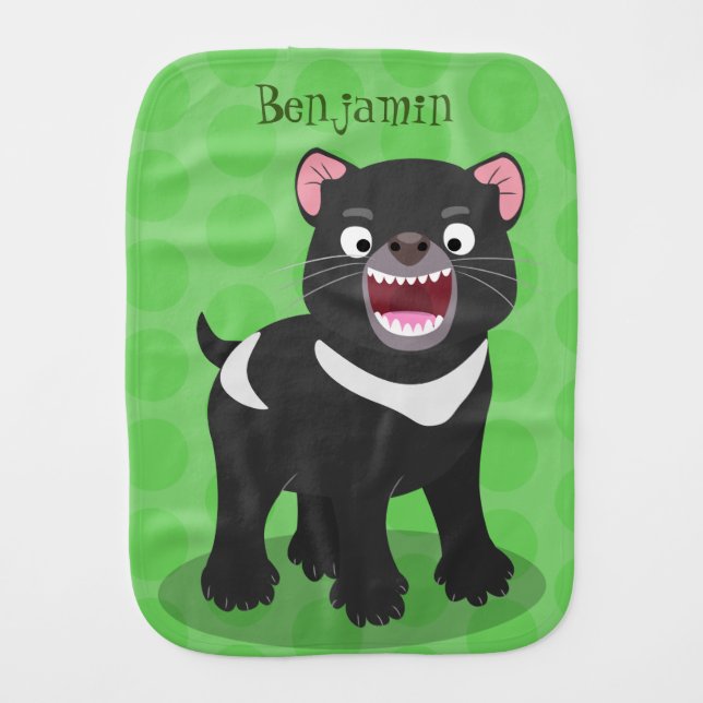 Cute hungry Tasmanian devil cartoon illustration Baby Burp Cloth (Front)