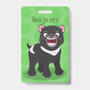 Cute hungry Tasmanian devil cartoon illustration Badge