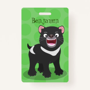 Cute hungry Tasmanian devil cartoon illustration Badge