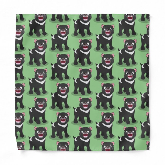 Cute hungry Tasmanian devil cartoon illustration Bandana (Front)