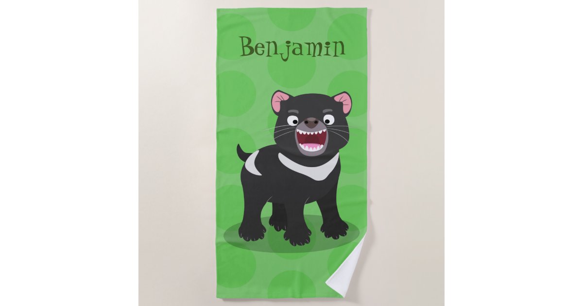 cute-hungry-tasmanian-devil-cartoon-illustration-beach-towel-zazzle