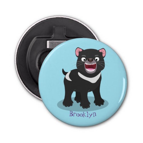 Cute hungry Tasmanian devil cartoon illustration Bottle Opener