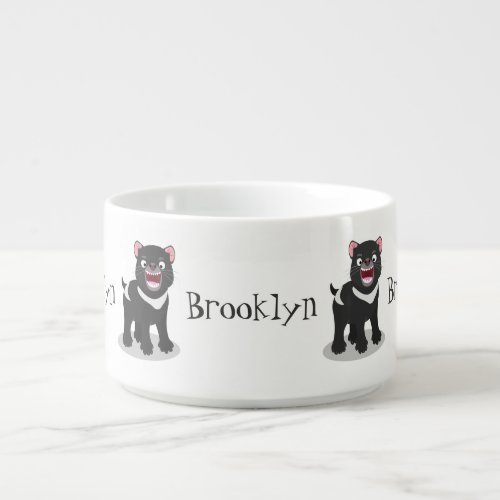 Cute hungry Tasmanian devil cartoon illustration Bowl