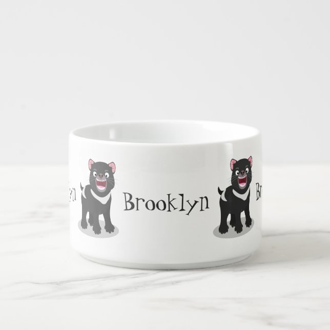 Cute hungry Tasmanian devil cartoon illustration Bowl (Center)
