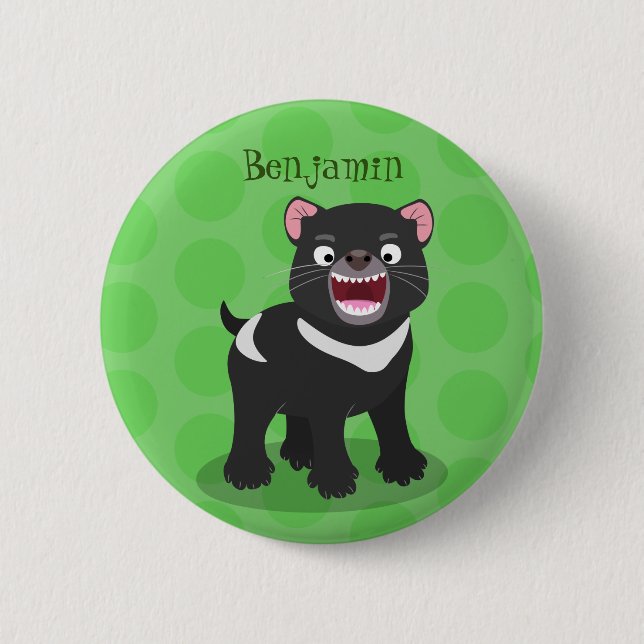 Cute hungry Tasmanian devil cartoon illustration Button (Front)