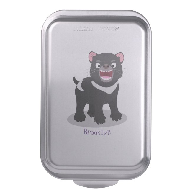 Cute hungry Tasmanian devil cartoon illustration Cake Pan (Front Vertical)