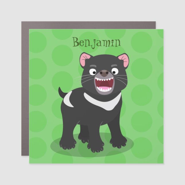 Cute hungry Tasmanian devil cartoon illustration Car Magnet (Front)