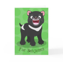 Cute hungry Tasmanian devil cartoon illustration Card
