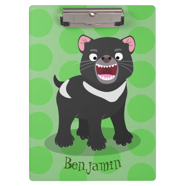 Cute hungry Tasmanian devil cartoon illustration Clipboard (Front)