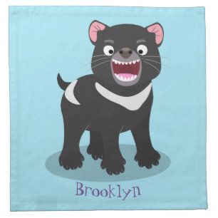 Cute hungry Tasmanian devil cartoon illustration Cloth Napkin
