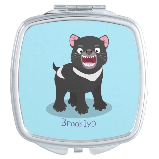 Cute hungry Tasmanian devil cartoon illustration Compact Mirror (Front)