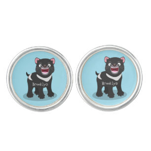 Cute hungry Tasmanian devil cartoon illustration Cufflinks