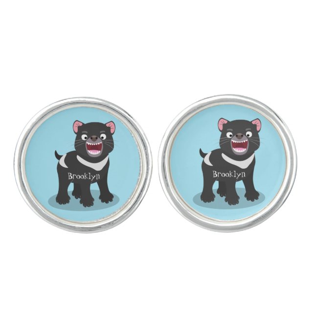 Cute hungry Tasmanian devil cartoon illustration Cufflinks (Front)