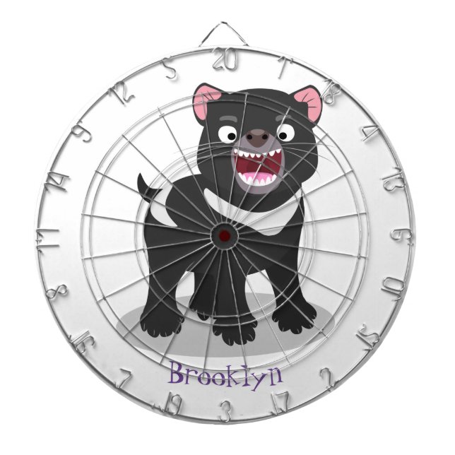 Cute hungry Tasmanian devil cartoon illustration Dart Board (Front)