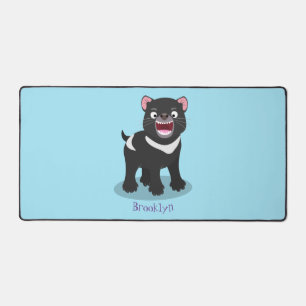Cute hungry Tasmanian devil cartoon illustration Desk Mat