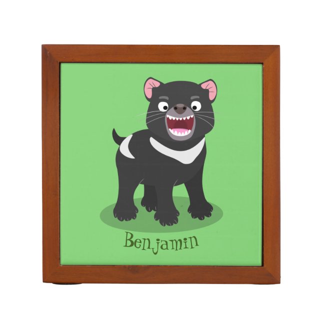 Cute hungry Tasmanian devil cartoon illustration  Desk Organizer (Front)