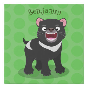 Cute hungry Tasmanian devil cartoon illustration Faux Canvas Print