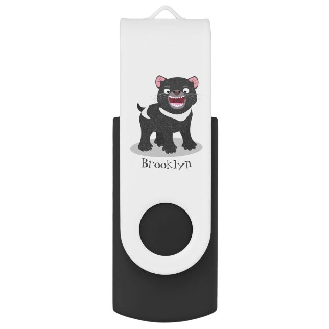 Cute hungry Tasmanian devil cartoon illustration Flash Drive (Front Vertical)