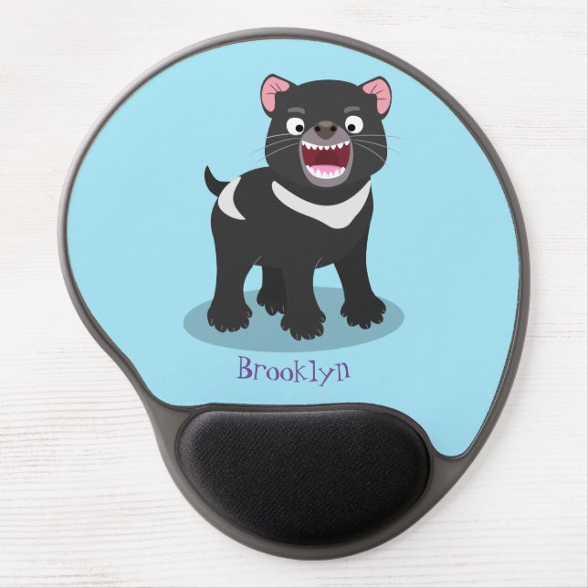 Cute hungry Tasmanian devil cartoon illustration Gel Mouse Pad (Front)