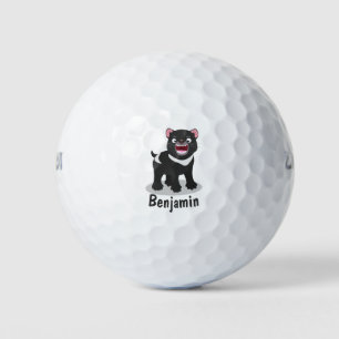 Cute hungry Tasmanian devil cartoon illustration Golf Balls
