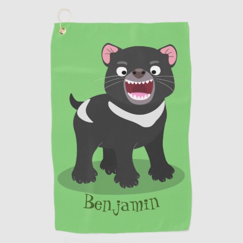 Cute hungry Tasmanian devil cartoon illustration  Golf Towel