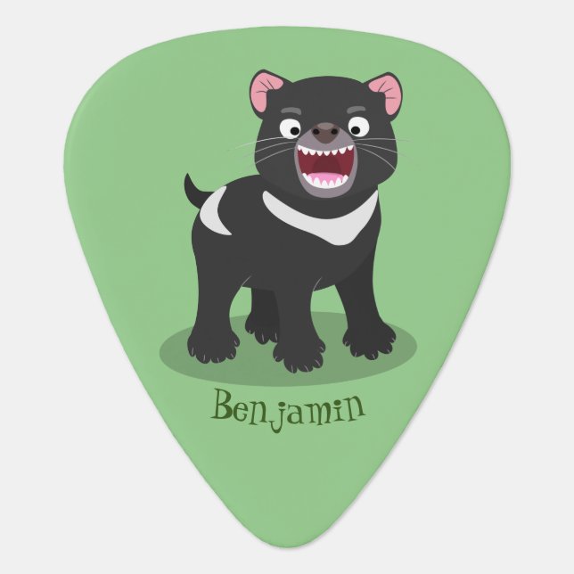 Cute hungry Tasmanian devil cartoon illustration Guitar Pick (Front)