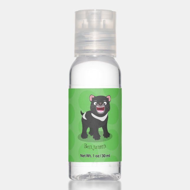 Cute hungry Tasmanian devil cartoon illustration Hand Sanitizer (Front)