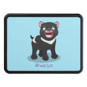 Cute hungry Tasmanian devil cartoon illustration Hitch Cover
