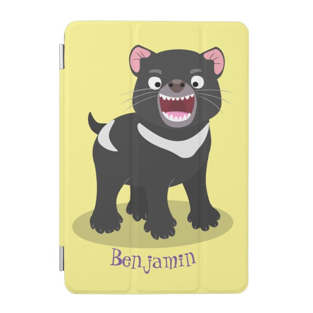 Cute hungry Tasmanian devil cartoon illustration iPad Mini Cover (Front)
