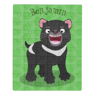 Cute hungry Tasmanian devil cartoon illustration Jigsaw Puzzle
