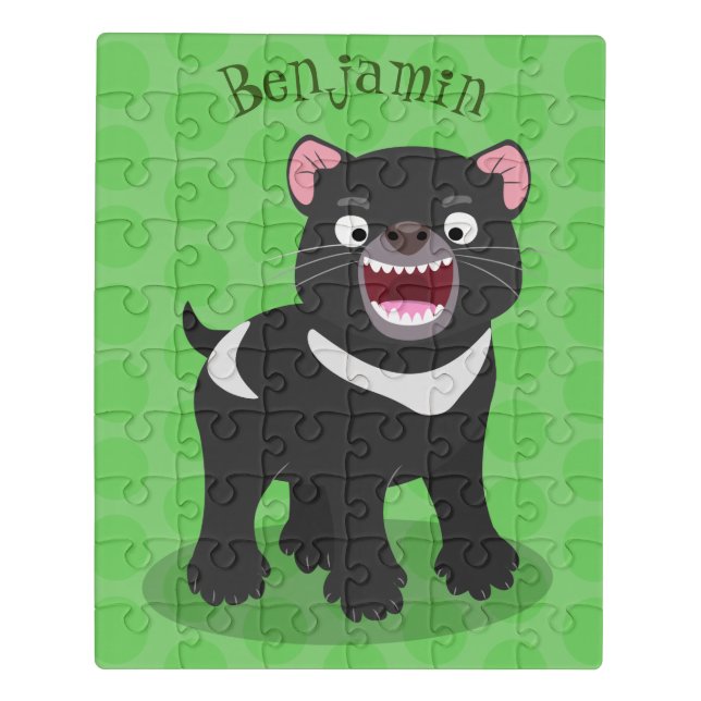 Cute hungry Tasmanian devil cartoon illustration Jigsaw Puzzle (Puzzle Vertical)