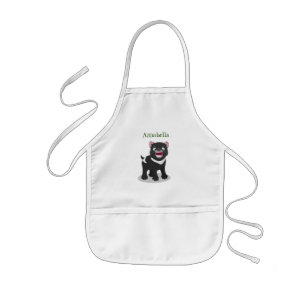 Cute hungry Tasmanian devil cartoon illustration Kids' Apron