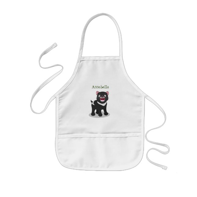 Cute hungry Tasmanian devil cartoon illustration Kids' Apron (Front)