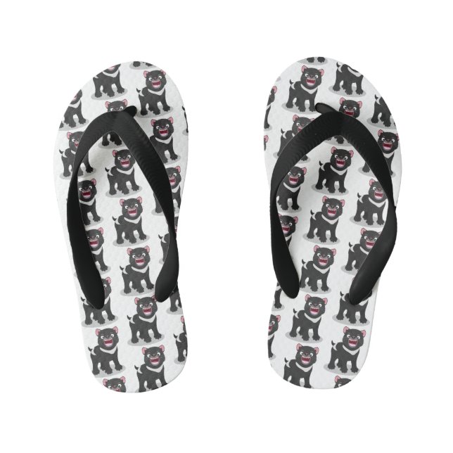 Cute hungry Tasmanian devil cartoon illustration Kid's Flip Flops (Footbed)