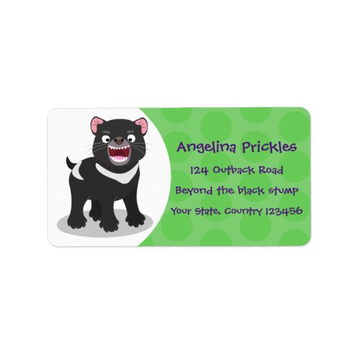 Cute hungry Tasmanian devil cartoon illustration Label