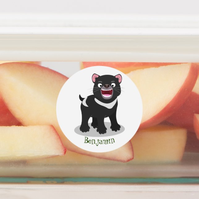 Cute hungry Tasmanian devil cartoon illustration Labels (Affixed)