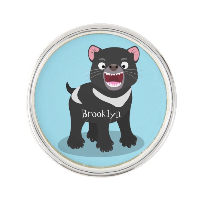 Cute hungry Tasmanian devil cartoon illustration Lapel Pin (Front)