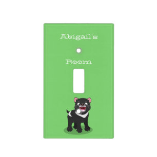 Cute hungry Tasmanian devil cartoon illustration  Light Switch Cover
