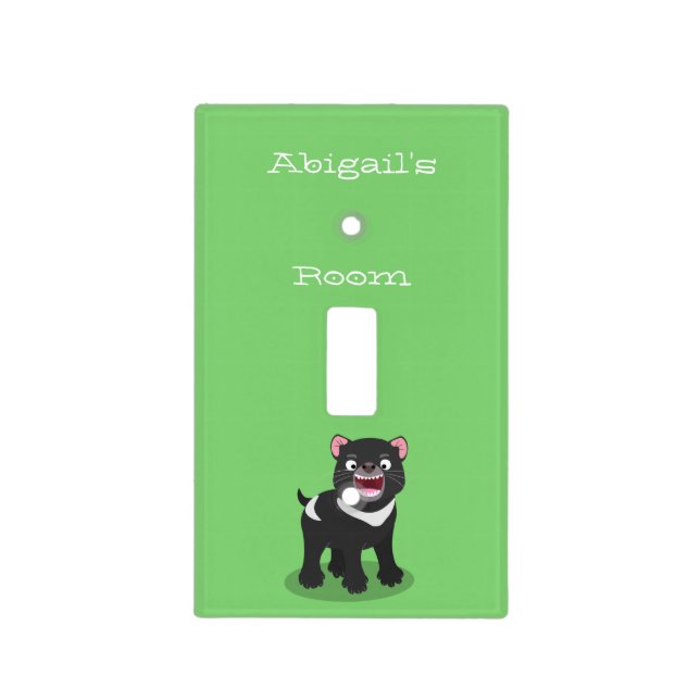 Cute hungry Tasmanian devil cartoon illustration  Light Switch Cover (Front)