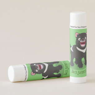 Cute hungry Tasmanian devil cartoon illustration Lip Balm