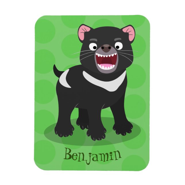 Cute hungry Tasmanian devil cartoon illustration Magnet (Vertical)