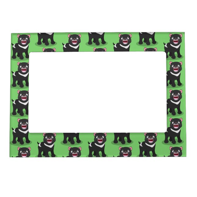 Cute hungry Tasmanian devil cartoon illustration Magnetic Frame (Front)