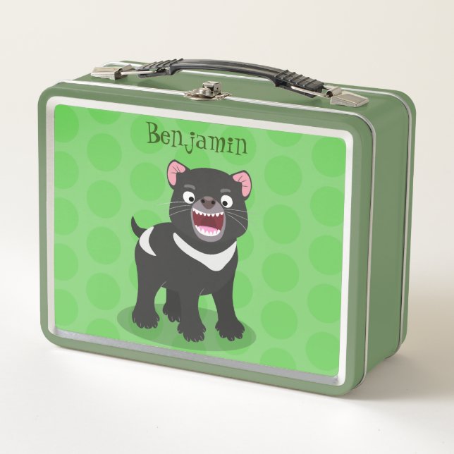 Cute hungry Tasmanian devil cartoon illustration Metal Lunch Box (Front)
