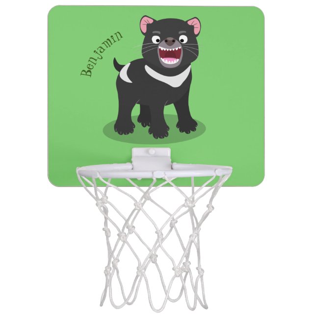 Cute hungry Tasmanian devil cartoon illustration Mini Basketball Hoop (Front)
